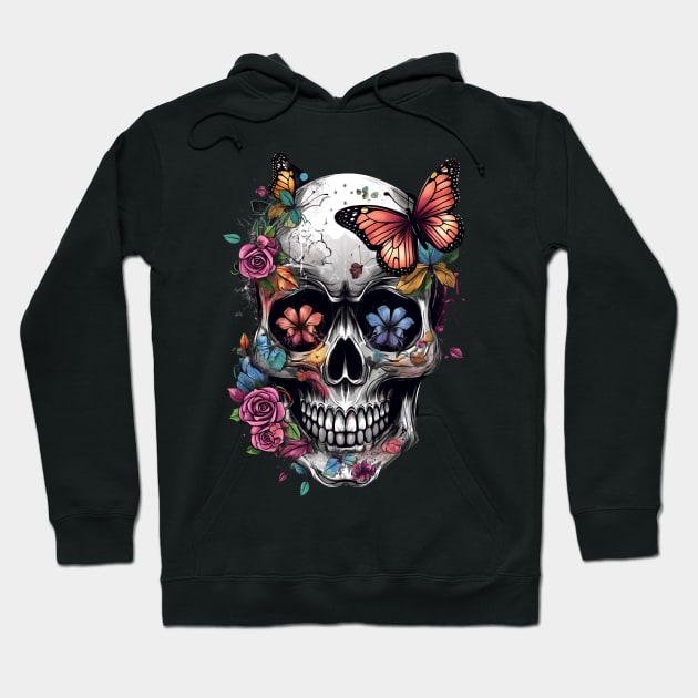 Skull with Butterflies Hoodie by Saltwater Soul